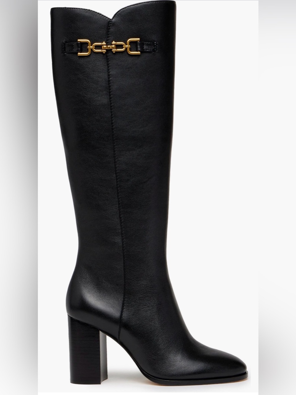 NEW Paige Iris Black Leather Knee High Boot Size 8.5